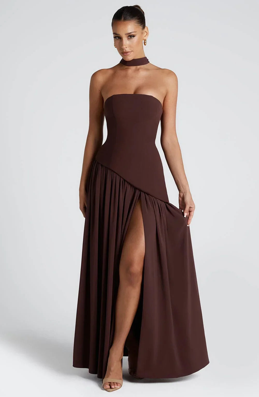 CORSET SLIT MAXI DRESS FOR WOMEN