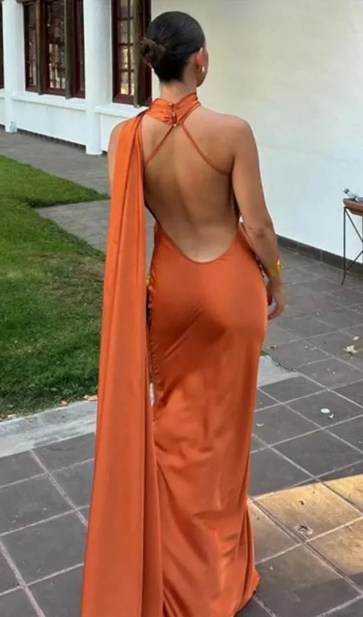 ONE-SHOULDER DRAPED GOWN FOR WOMEN
