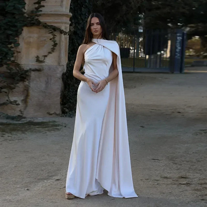 ONE-SHOULDER DRAPED GOWN FOR WOMEN