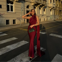 ONE-SHOULDER DRAPED GOWN FOR WOMEN