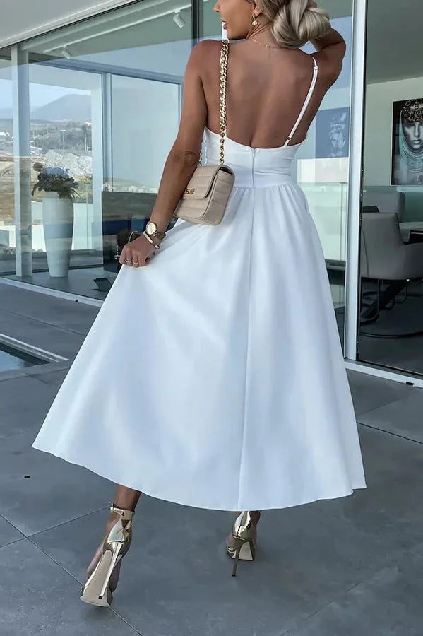 WRAP MIDI DRESS WITH FRONT SLIT FOR WOMEN