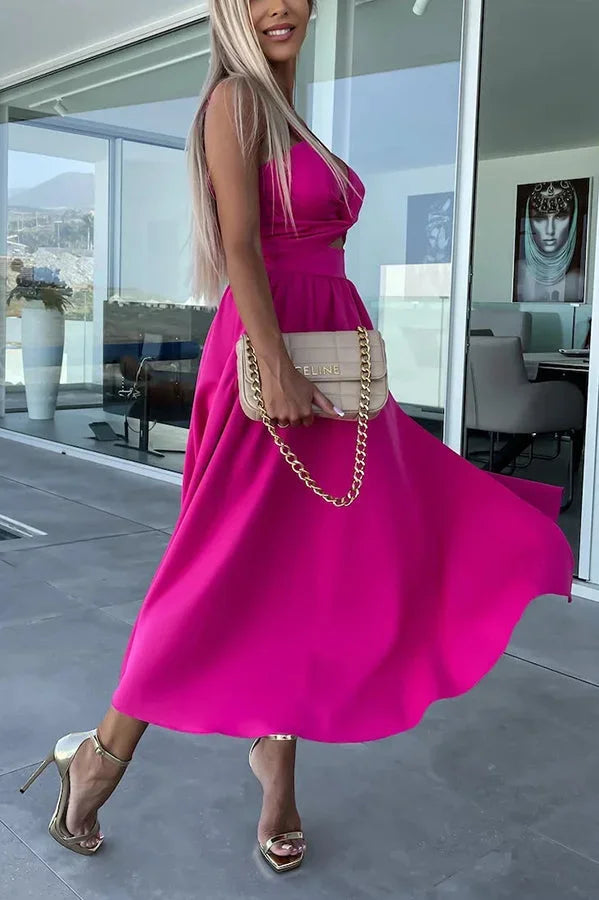 WRAP MIDI DRESS WITH FRONT SLIT FOR WOMEN