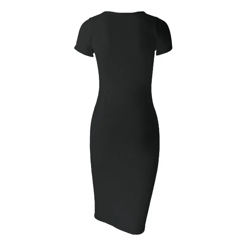 FITTED SHORT-SLEEVE MIDI DRESS FOR WOMEN