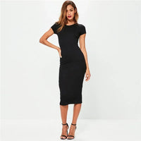 FITTED SHORT-SLEEVE MIDI DRESS FOR WOMEN