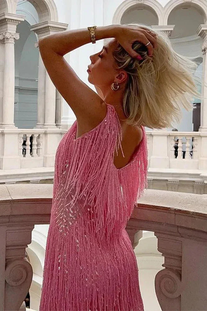 SEQUIN FRINGE MINI DRESS FOR WOMEN