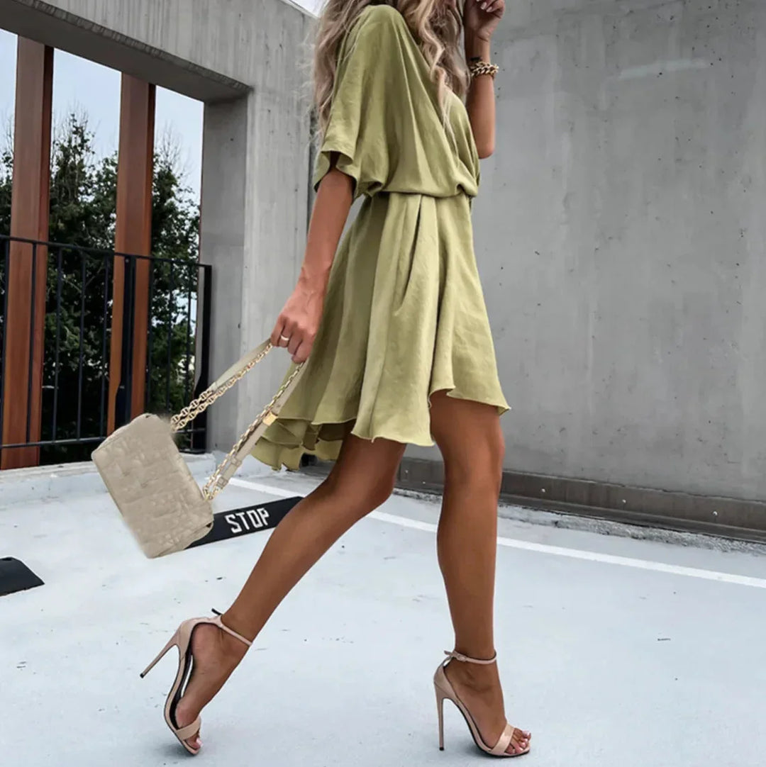 WRAP-EFFECT MINI DRESS FOR WOMEN