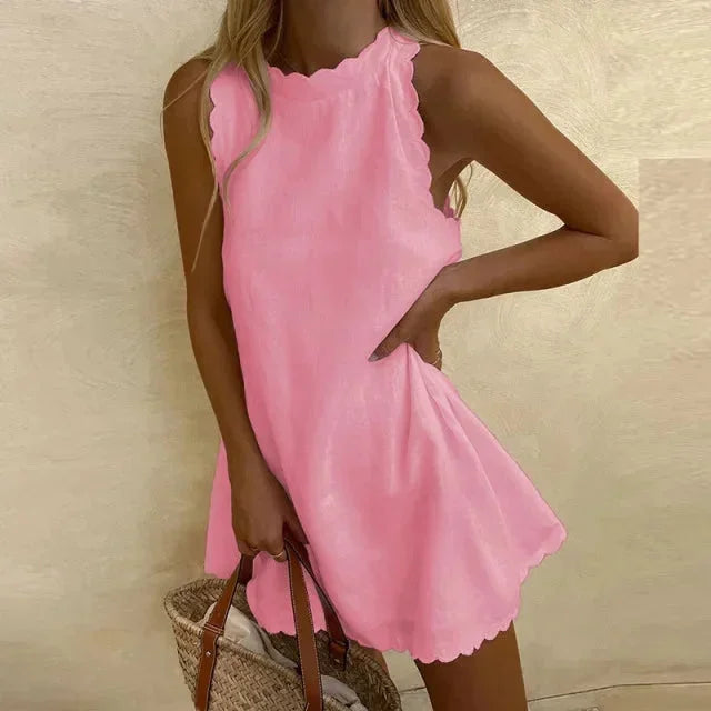 SCALLOP HEM MINI DRESS FOR WOMEN