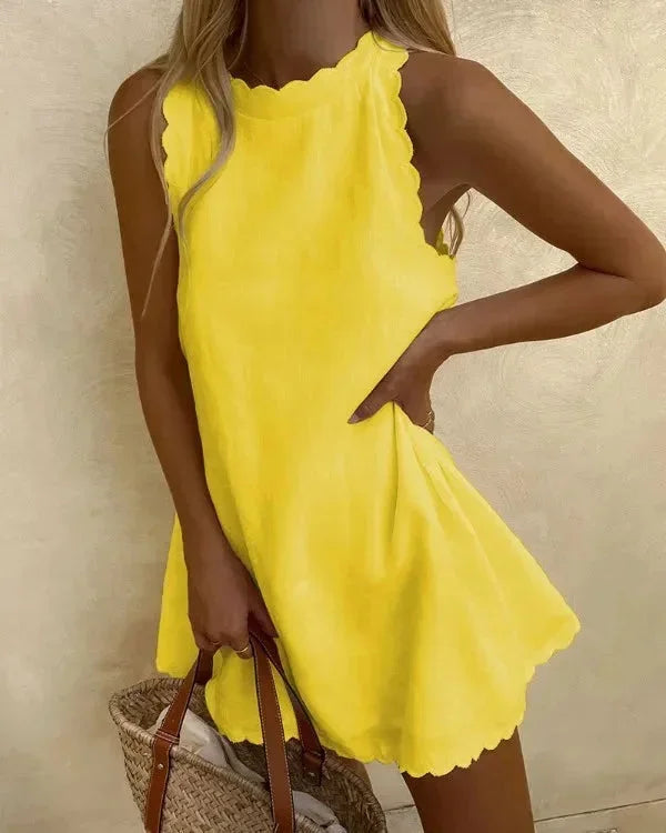SCALLOP HEM MINI DRESS FOR WOMEN
