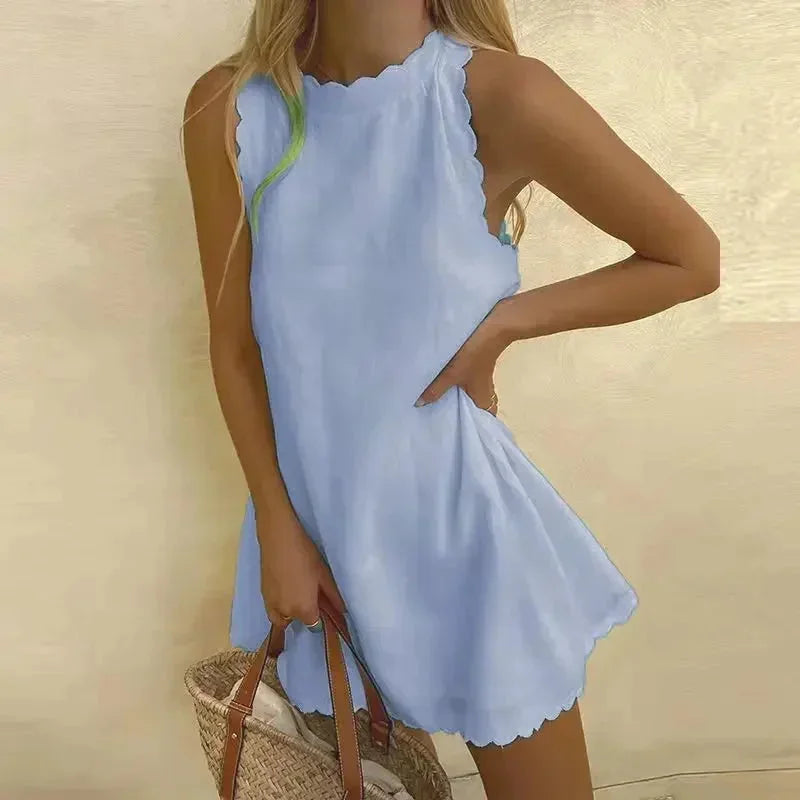 SCALLOP HEM MINI DRESS FOR WOMEN
