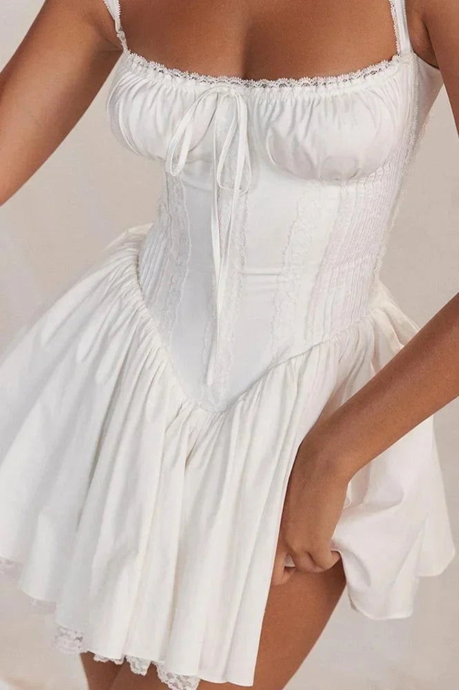 RUCHED NECKLINE MINI DRESS FOR WOMEN