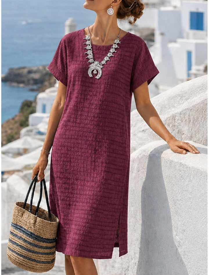 RELAXED CREW NECK MINI DRESS FOR WOMEN