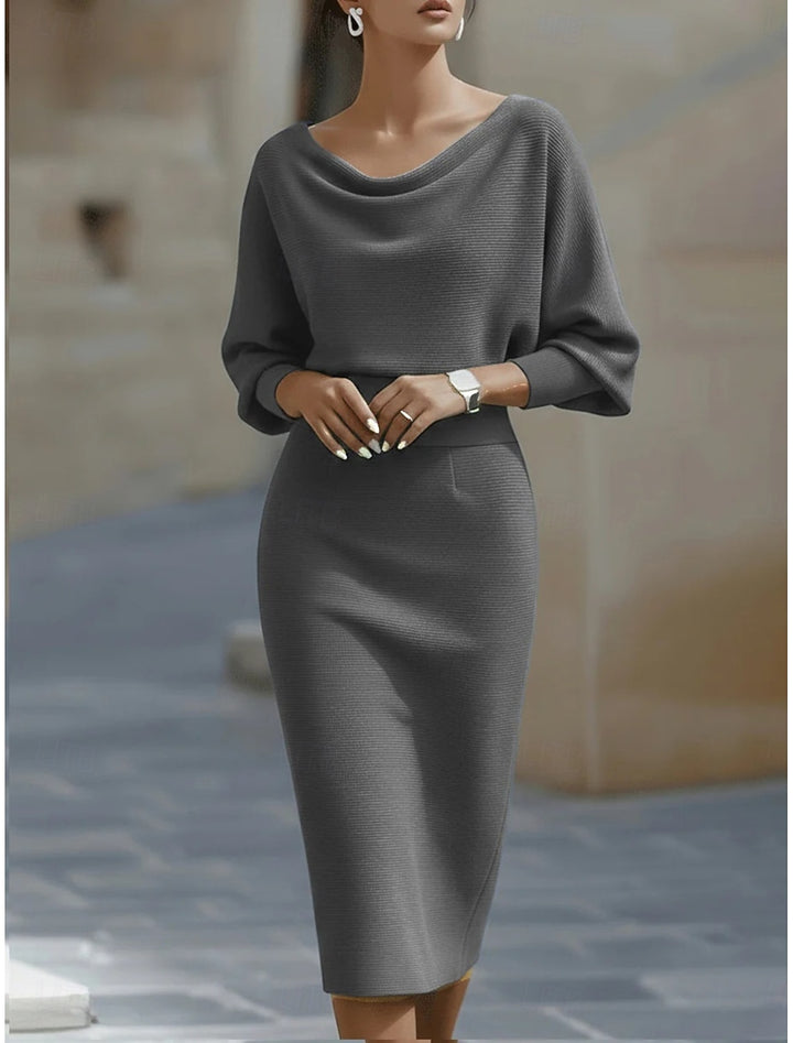 DRAPED NECK SHEATH DRESS FOR WOMEN