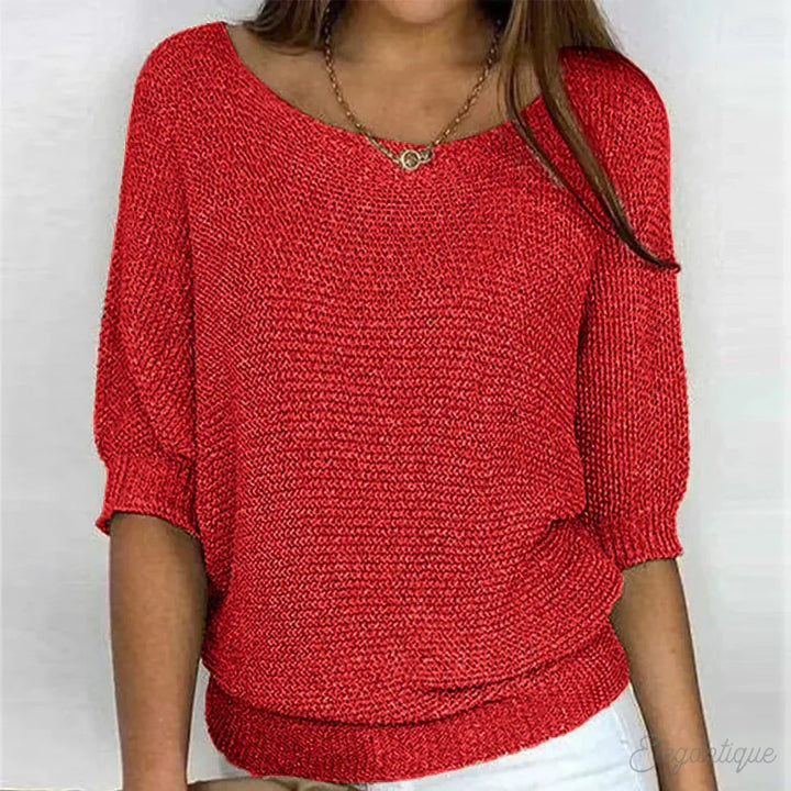 Noor | Ribbed Knit Sweater with Round Neck for Women