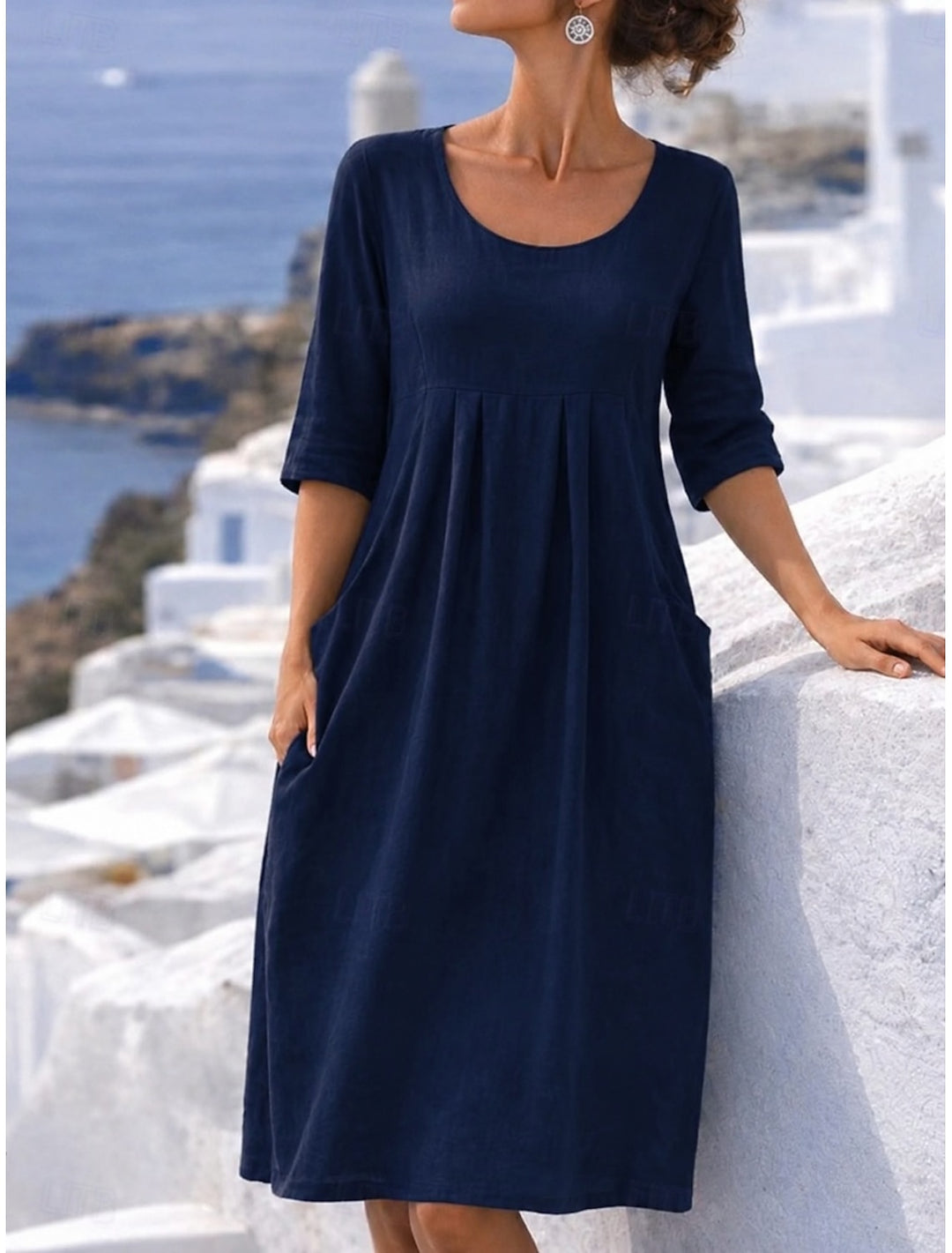 POCKET SHIFT MIDI DRESS FOR WOMEN