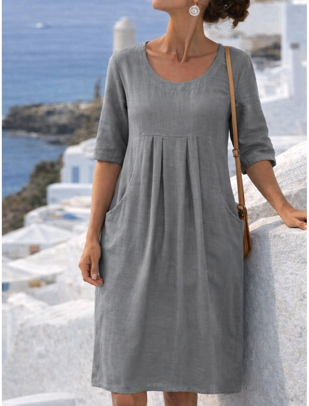 POCKET SHIFT MIDI DRESS FOR WOMEN