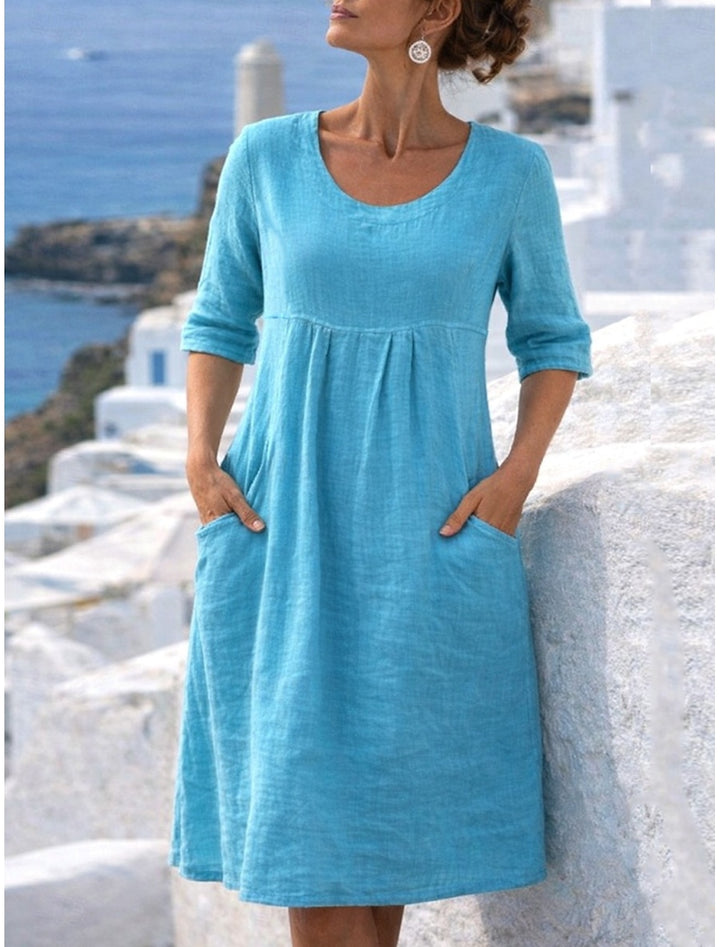 POCKET SHIFT MIDI DRESS FOR WOMEN