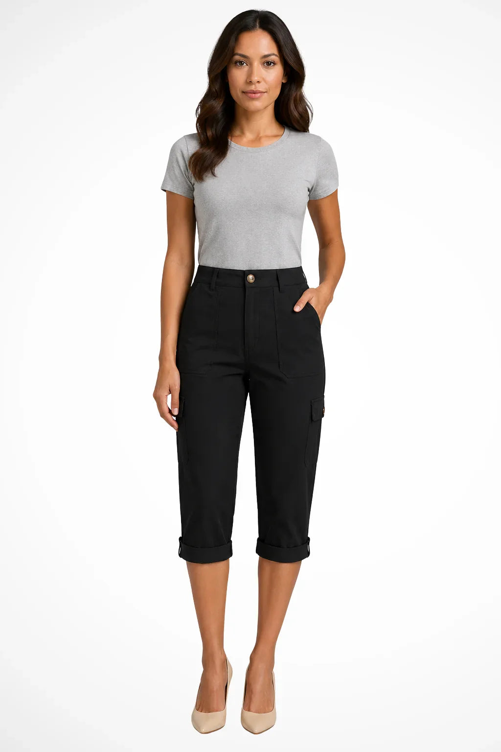CARGO POCKET CAPRI PANTS FOR WOMEN