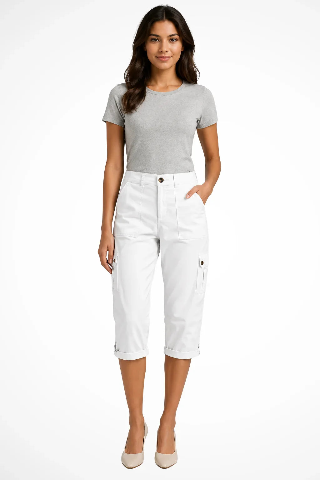 CARGO POCKET CAPRI PANTS FOR WOMEN