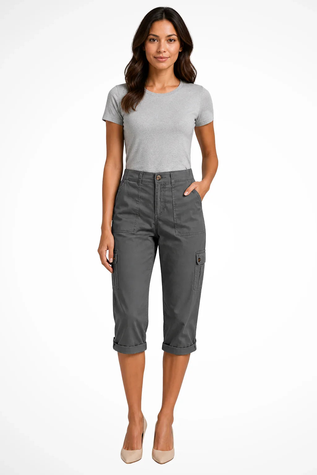CARGO POCKET CAPRI PANTS FOR WOMEN