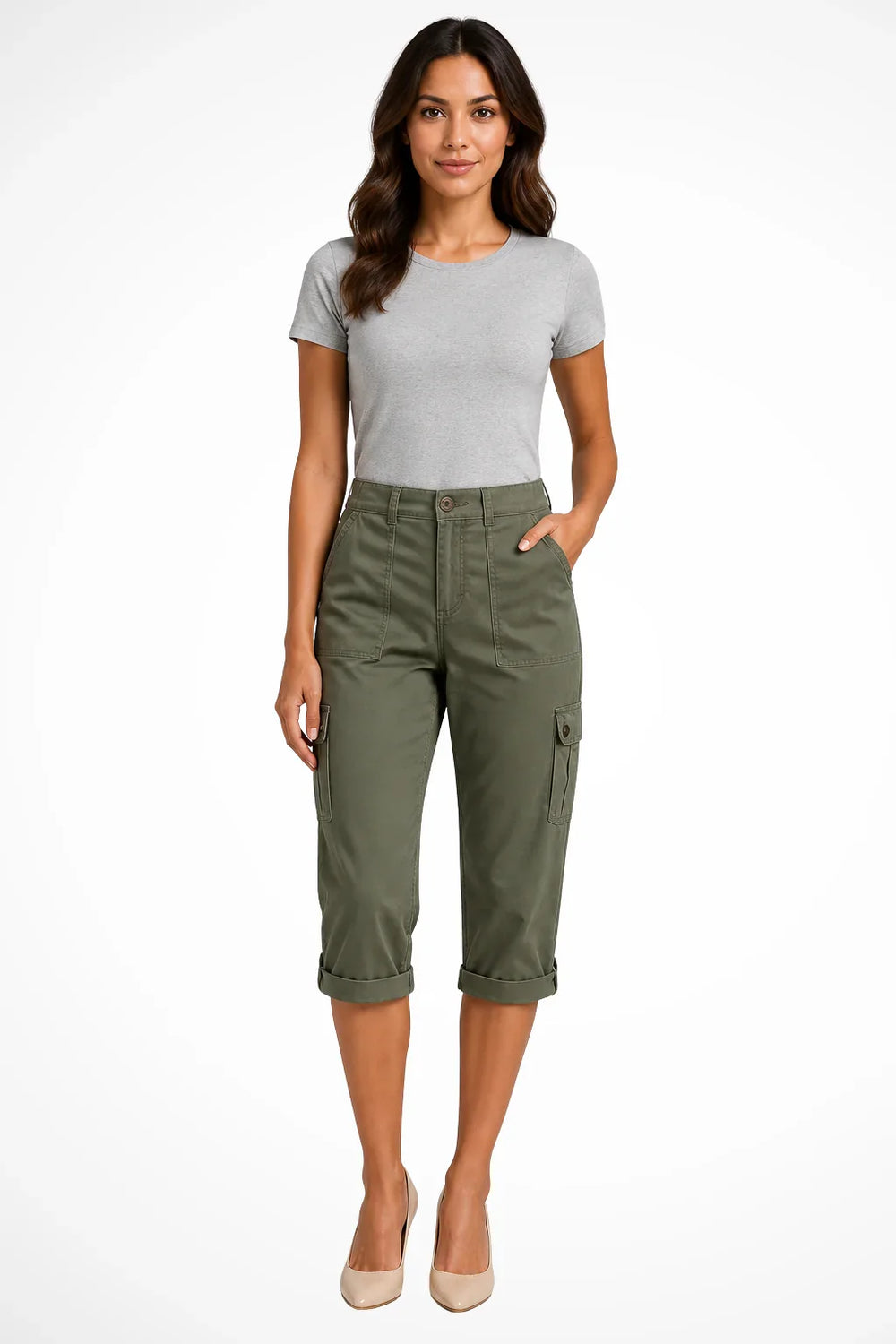 CARGO POCKET CAPRI PANTS FOR WOMEN