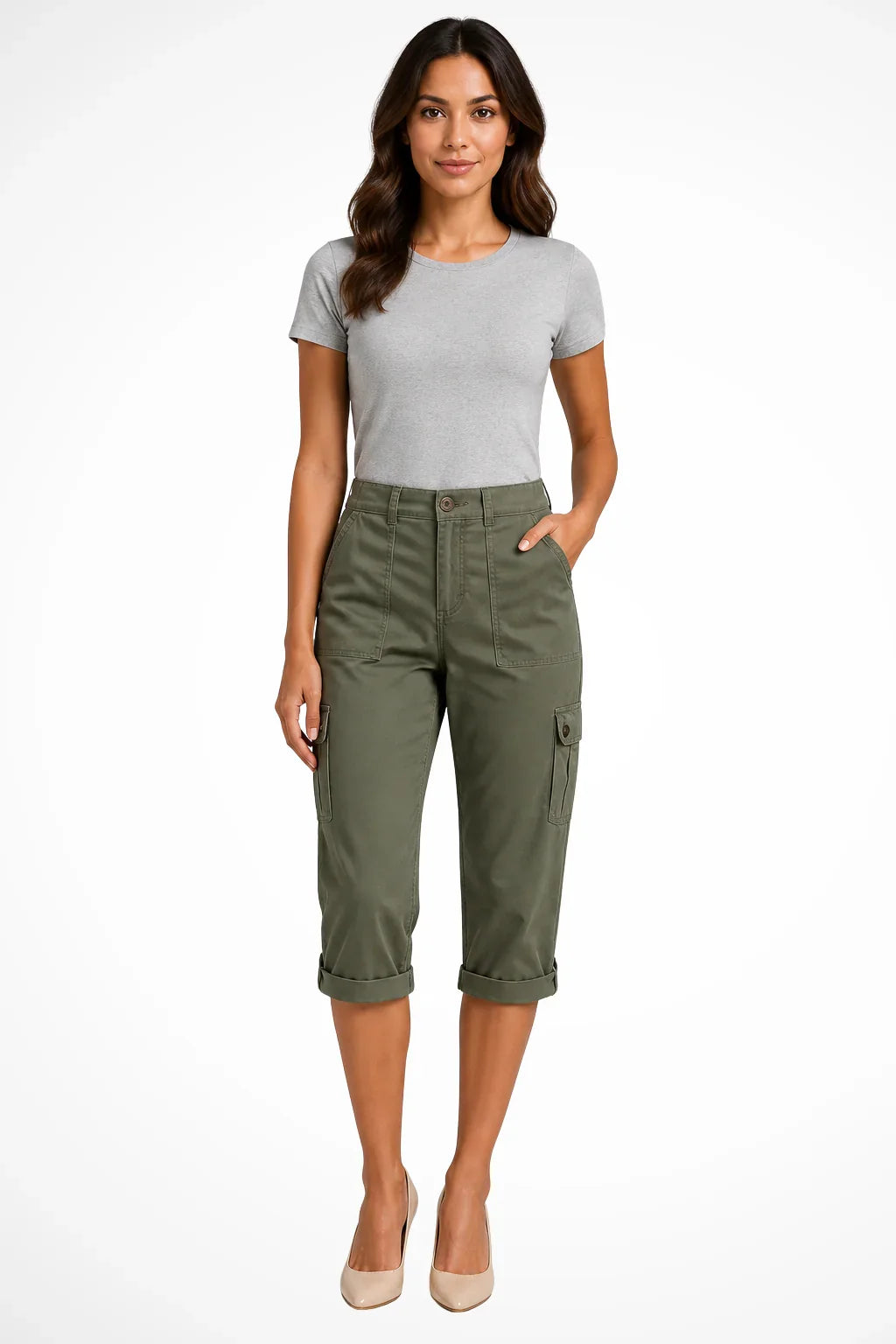 CARGO POCKET CAPRI PANTS FOR WOMEN