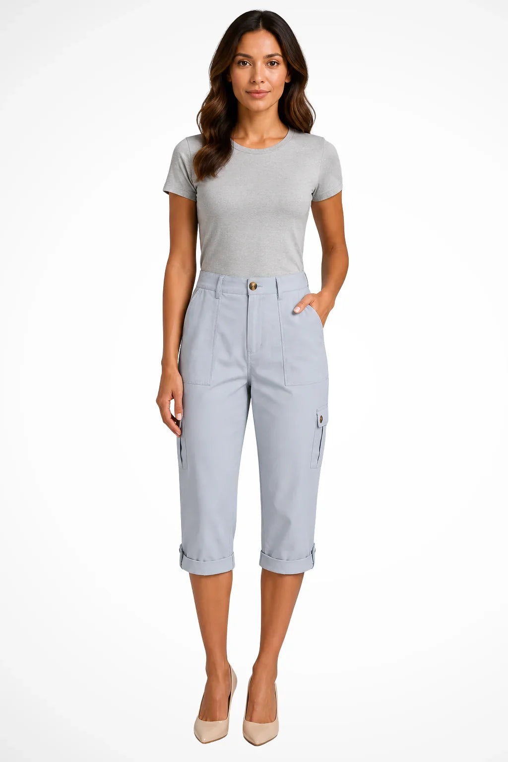CARGO POCKET CAPRI PANTS FOR WOMEN