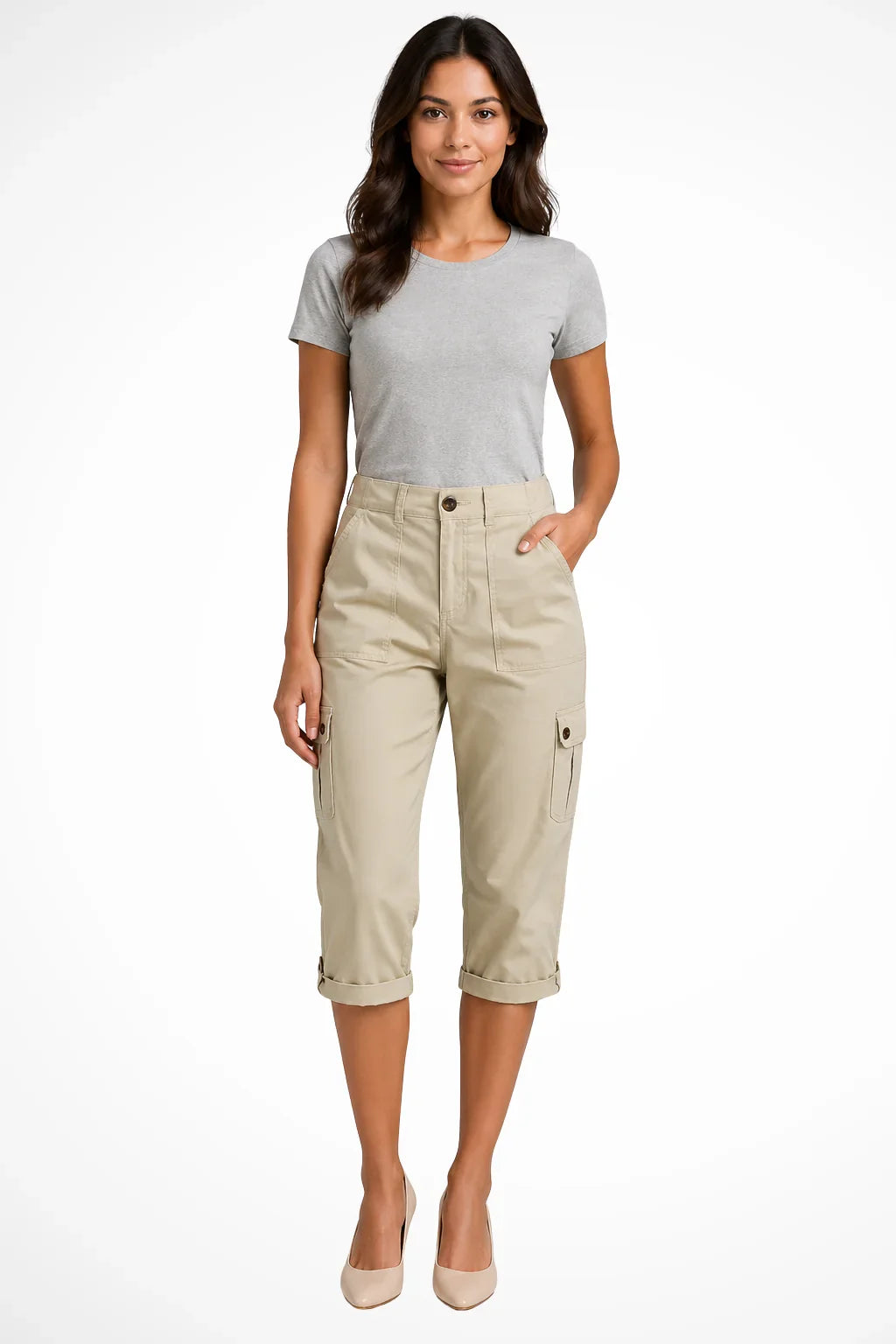 CARGO POCKET CAPRI PANTS FOR WOMEN