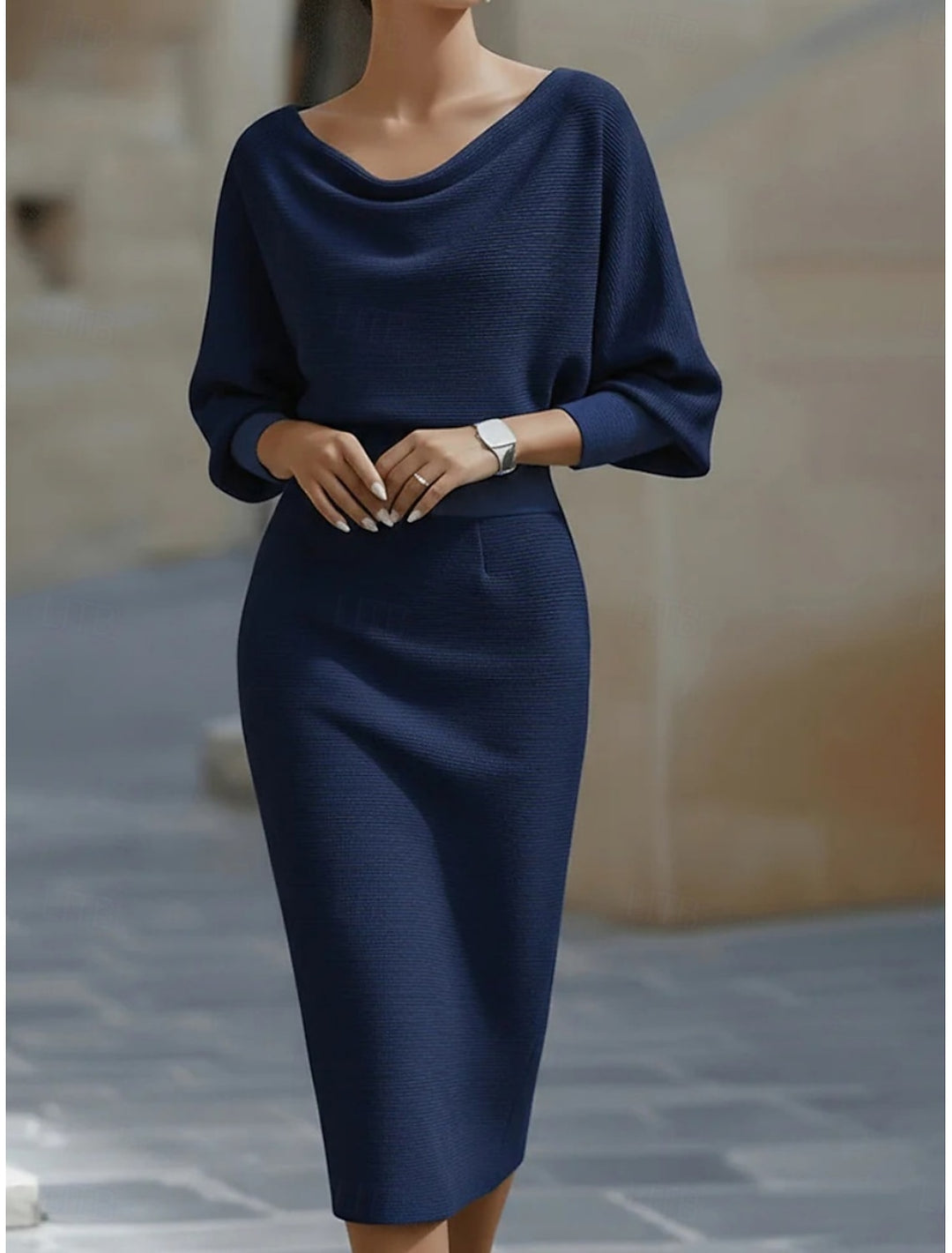 DRAPED NECK SHEATH DRESS FOR WOMEN