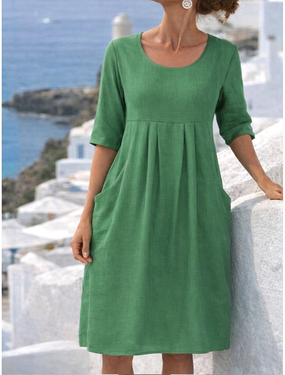 POCKET SHIFT MIDI DRESS FOR WOMEN