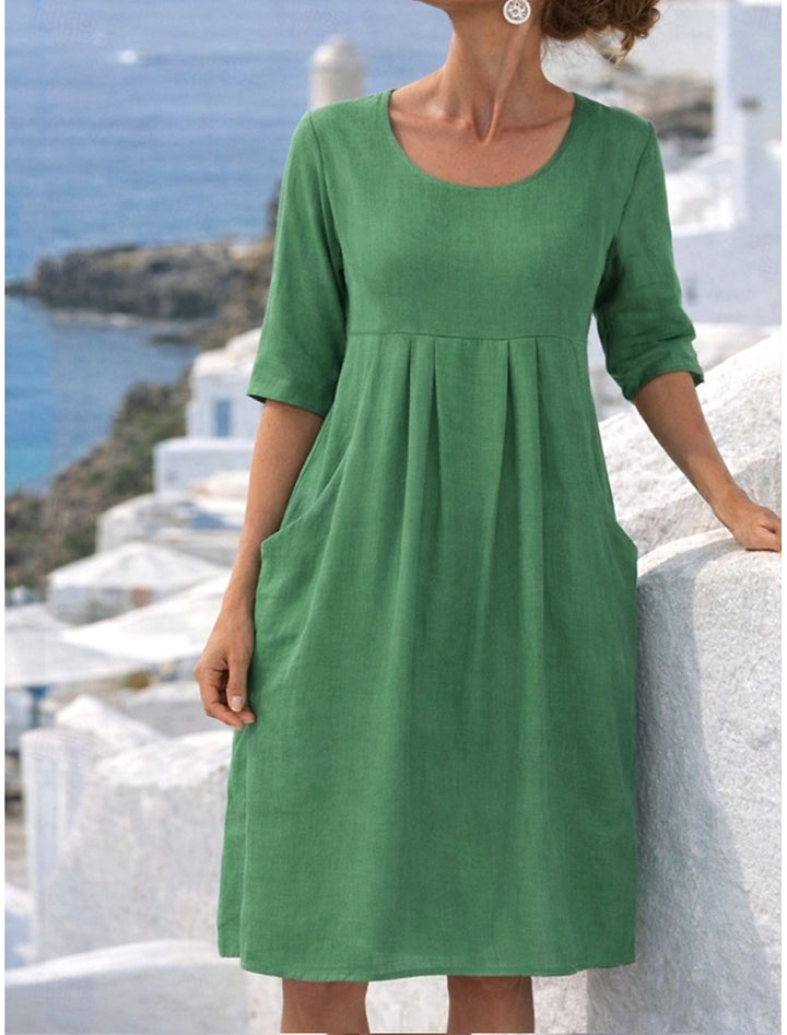 POCKET SHIFT MIDI DRESS FOR WOMEN